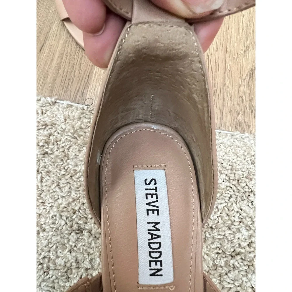 Steve Madden Jelena‎ Tan Leather Heels Size 8 Ankle Strap Stiletto